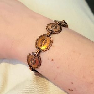 Beautiful copper link native american bracelet jewelry stamped floral pattern
